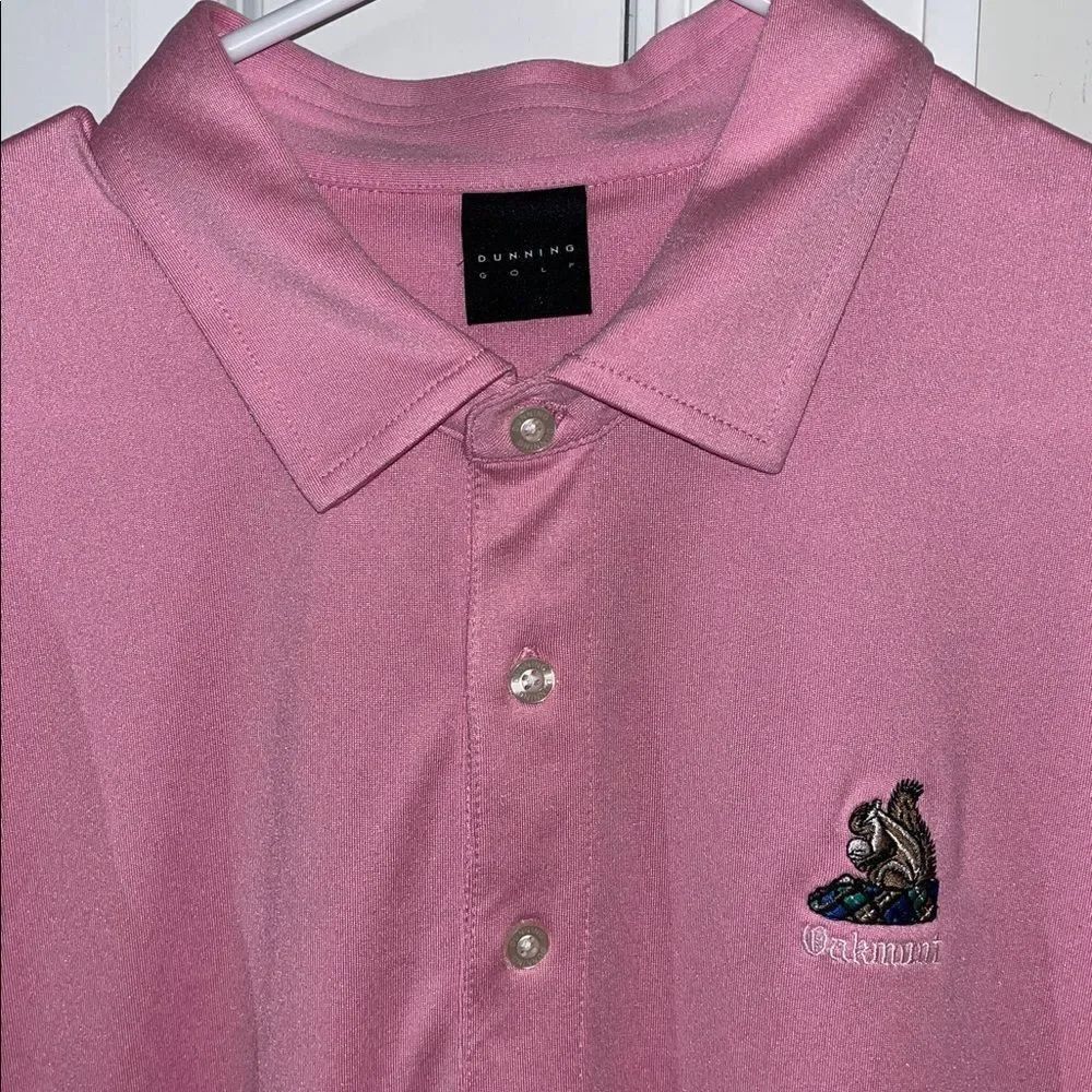 Dunning Pink Oakmont Country Club Squirrel Mens polo golf shirt L Tall Long